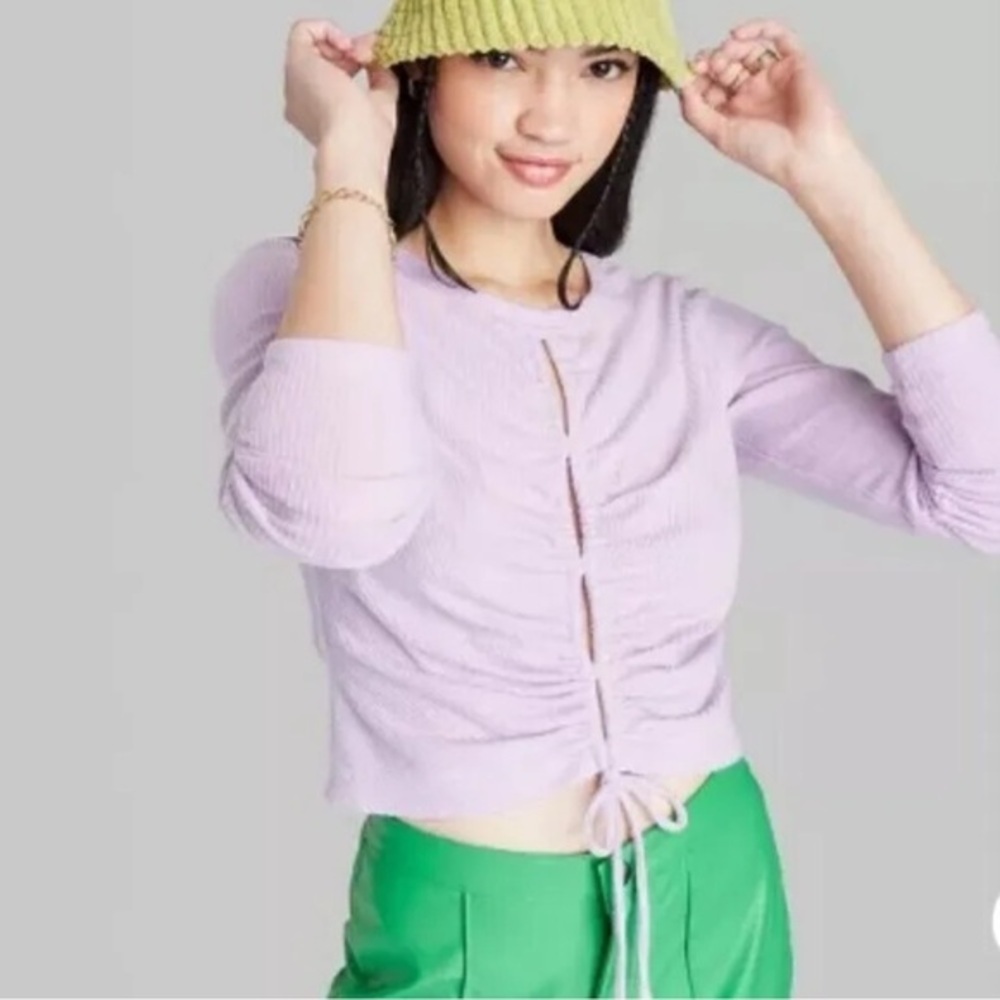 Wild Fable Long Sleeve Lace-Up Front Top